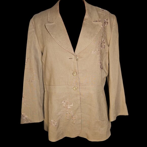Kenar size 14 pant suit. Tan linen, still with tags purchased 1996( Measures XS) - Picture 1 of 16